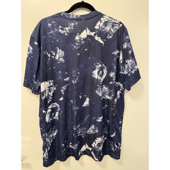 Nike Navy White XL Cracked Floral Print Men's Short Sleeve Training Athletic Tee - Picture 3 of 6